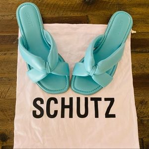 New! SCHUTZ Tiffany Blue Fairy Padded Leather Sandals size 9.5